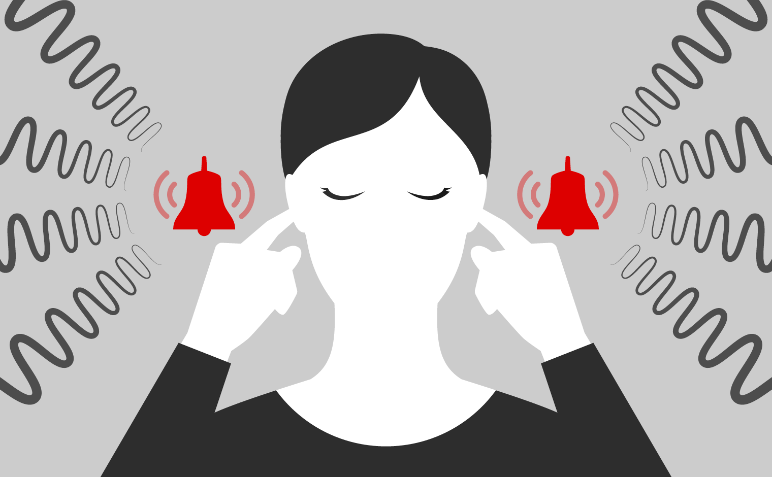 an illustration of a woman plugging her ears and blocking out disruptive noise