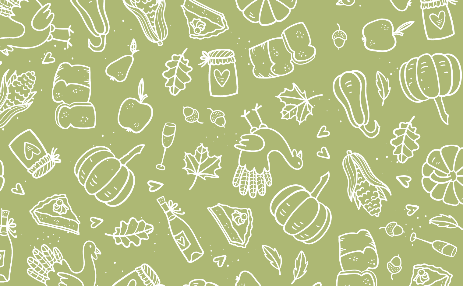 illustration of various Thanksgiving foods