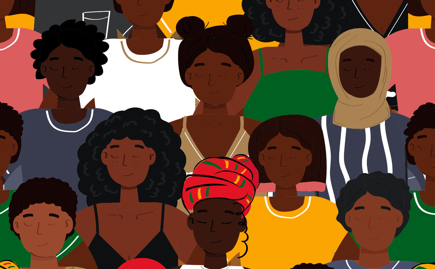 Illustration of profile views of African Americans