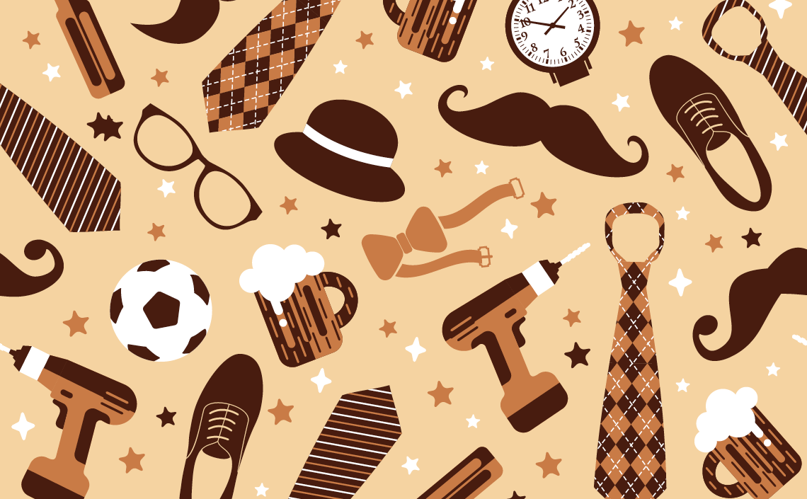 An illustration of various items that represent men and dads