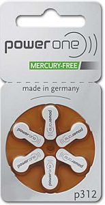 Power One Hearing Aid Batteries - Size 312 - Six per pack - Made in Germany